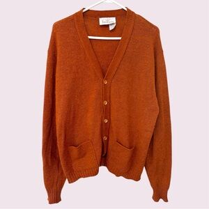 Jantzen Burnt Orange V-Neck Button Front Cardigan